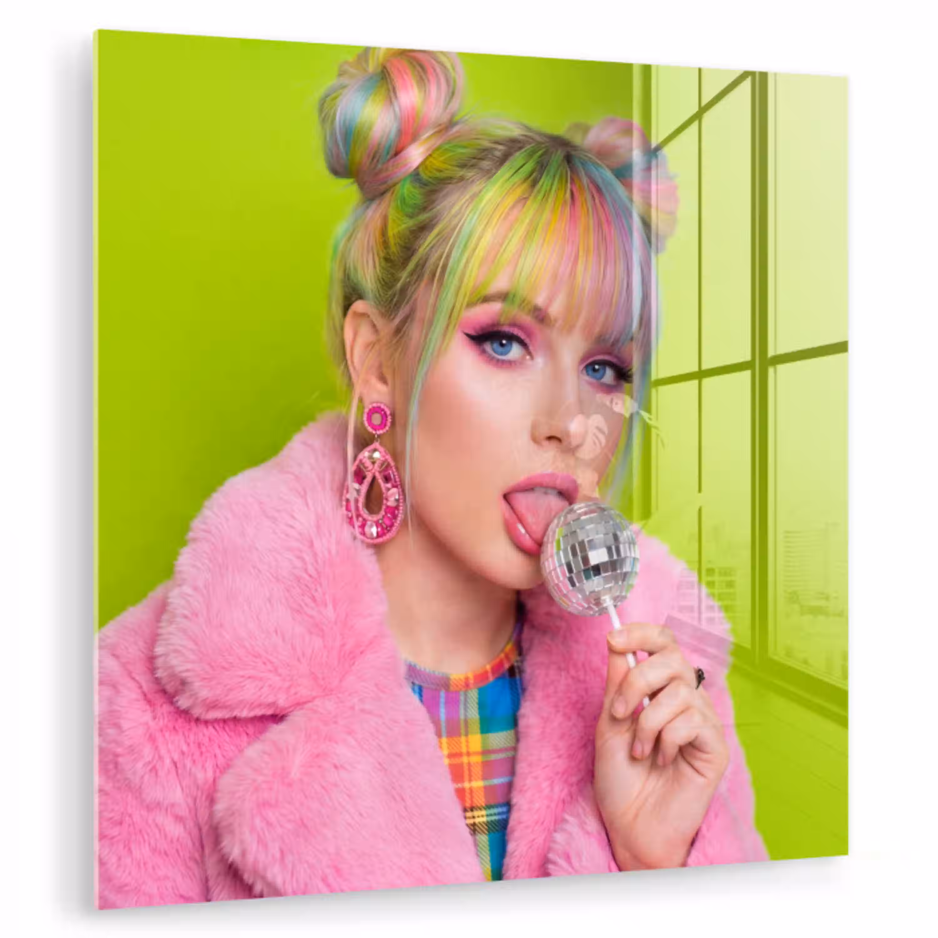Vrouw - Kleurrijk haar - Pop art - Modern - Levendig plexiglas 5mm klein -zzzproduct_nieuw