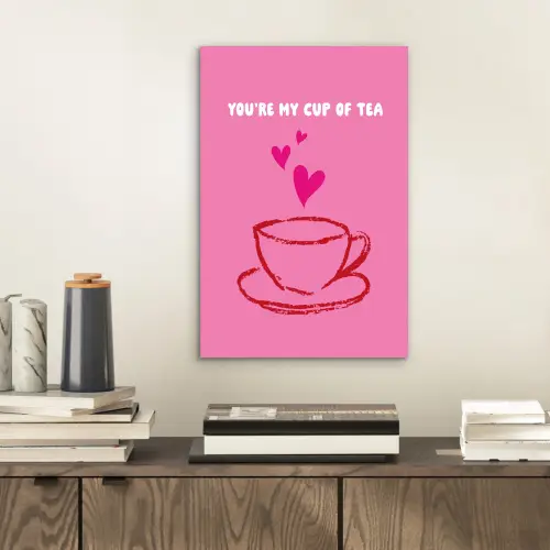 Thee - Roze - Valentijn - Tekst aluminium wit klein -sfeer1