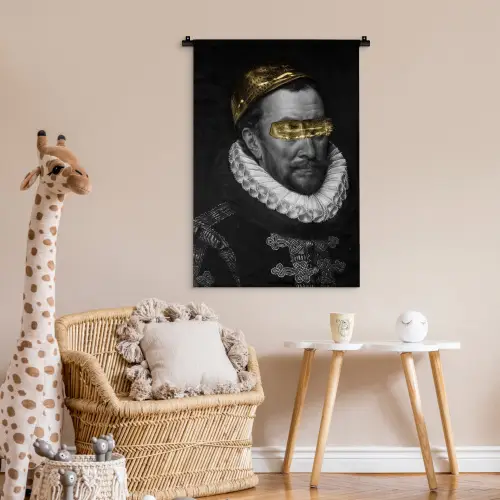 Willem van Oranje - Adriaen Thomasz - Zwart - Wit Wandkleed katoen klein -wsfeer5_kind