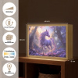 Eenhoorn - Paars - Sprookje - Fantasy dier Light Box met batterij (Wandlamp) middel -USP_websiteoverzichtDE
