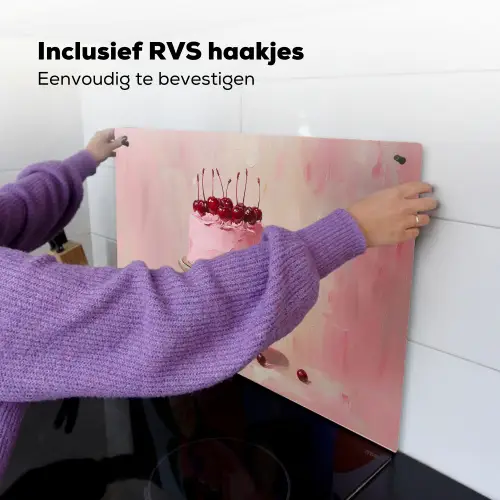 Taart - Pink - Cherry Inductie beschemer met haakjes klein -ky-ophangen-nl