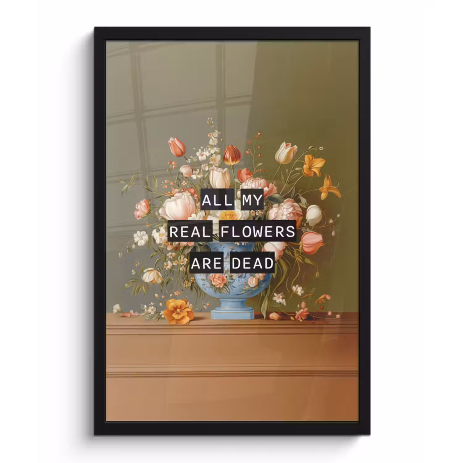 Poster met lijst - Bloem - Quote - Vintage - Art