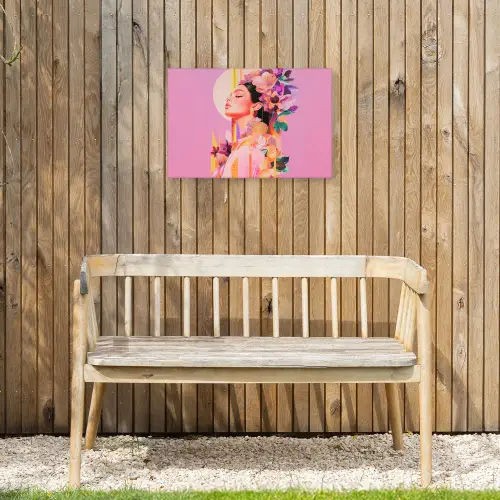 Vrouw - Bloemen - Paars - Abstract Tuinposter op houten frame 2 cm dik klein -sfeer4