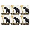 Panter - Zwart - Abstract - Goud onderzetter kurk middel -3d