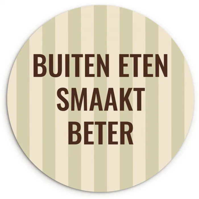 Buiten - Quote - Strepen - Zomer Wandcirkel plexiglas klein -3d