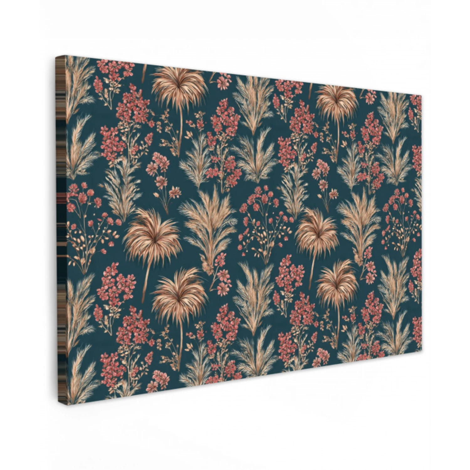 Botanisch - Patroon - Blauw canvas 2cm klein 34 -z3d
