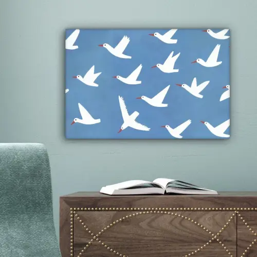 Vogels - Wit - Patroon canvas 2cm klein -sfeer4