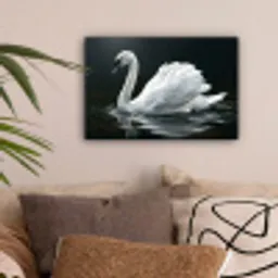 Zwaan - Water - Natuur - Realistisch - Wit canvas 2cm klein -sfeer1