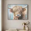 Schotse hooglander - Dieren - Koe - Street art Textielframe zwart klein -sfeer2