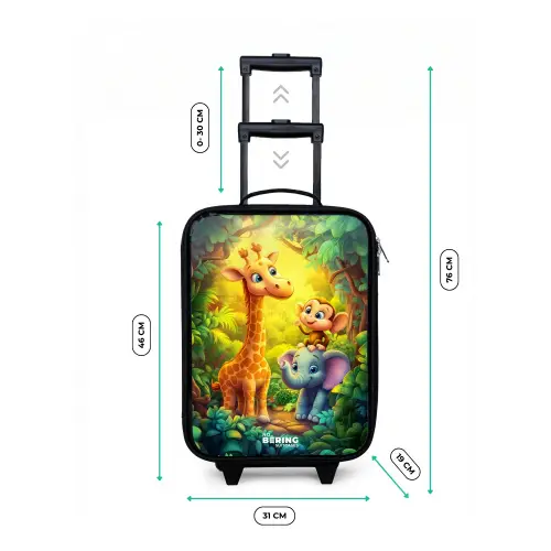 Giraf, olifant en aapje in het bos Kinderkoffer - Zwart klein -productfoto_formaten