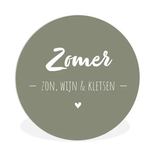 Quotes - Zomer, zon, wijn & kletsen - Tekst - Zomer Wandcirkel kunststof plaat 5mm dik klein -3d
