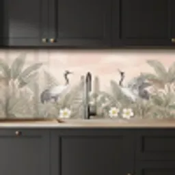 Kraanvogels - Natuur - Roze keuken achterwand 2 middel -sfeer1