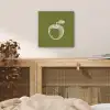 Lijntekening - Appel - Olijfgroen - Blaadje aluminium wit klein -sfeer3