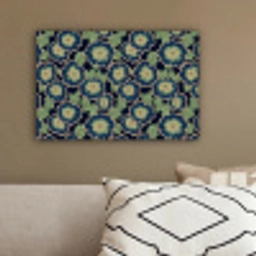 Bloemen - Borduurwerk - Patroon - Blauw - Groen canvas 2cm klein 34 -sfeer3