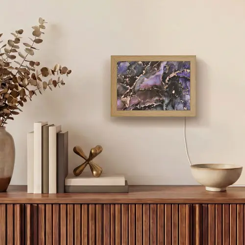 Marmer - Goud - Roze Light Box met kabel (Tafellamp) klein -sfeer2