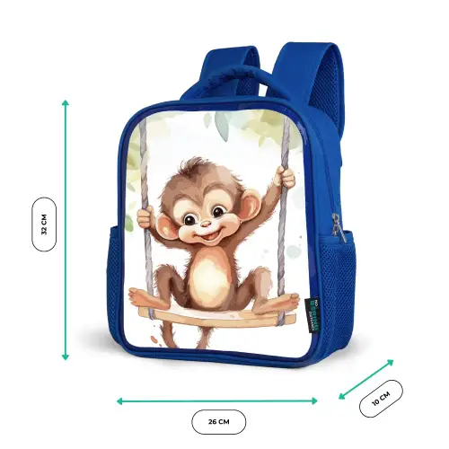 Aap - Dier - Kinderen - Jungle Kinderrugzak - Blauw middel -productfoto_formaten