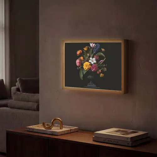 Lente - Bloemen - Klassiek - Vaas Light Box met batterij (Wandlamp) middel -sfeer1
