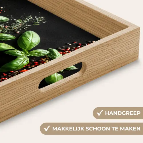 Chilipepers - Basilicum - Blaadjes - Rood Dienblad Rechthoek middel -USP_HandgreepNL