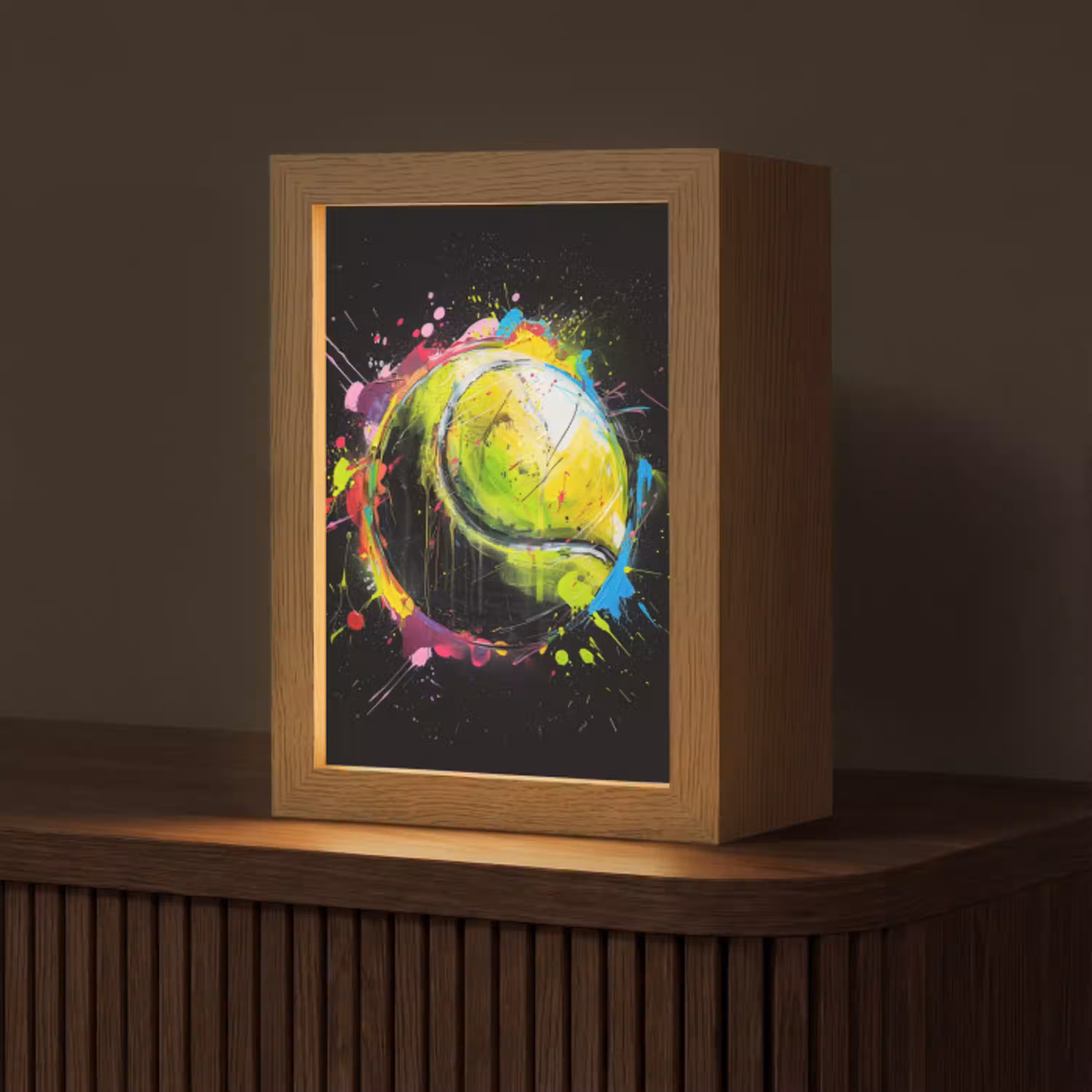 Graffiti - Sport - Tennis - Padel - Bal Light Box met kabel (Tafellamp) klein -z3d_website