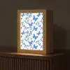 Vlinder - Bloemen - Blauw Light Box met kabel (Tafellamp) klein 925 -z3d_website
