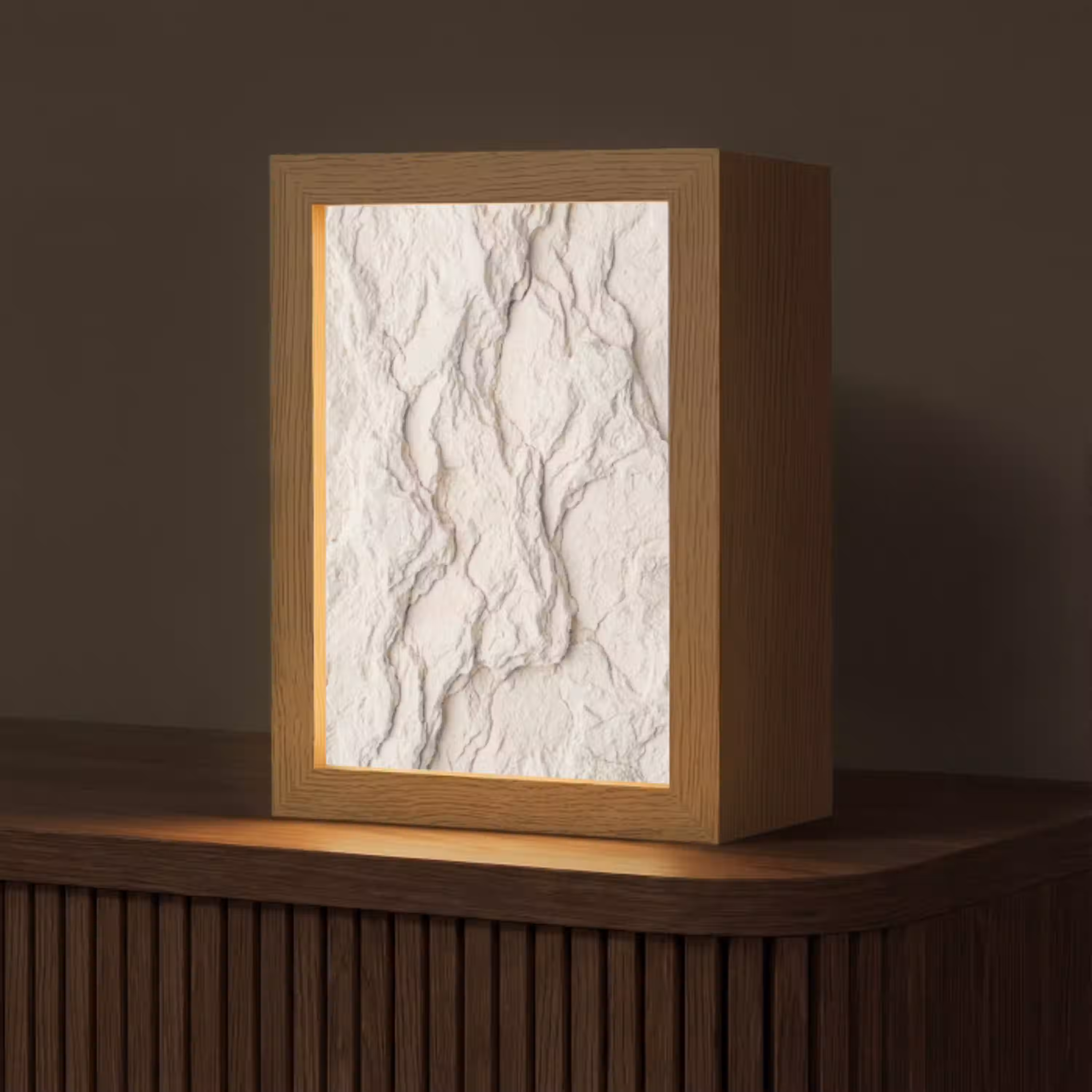 Rots - Structuur - Natuur - Beige - Abstract Light Box met kabel (Tafellamp) klein -z3d_website