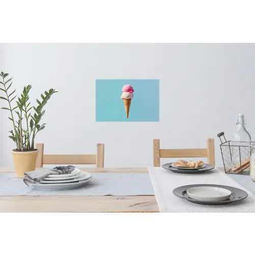 Bolletjes - Schepijs - Hoorntje - Blauw Muursticker klein -eettafel
