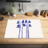 Bloemen - Blauw - Lijnen - Bloemblaadjes Inductie beschermer vinyl 3mm klein -sfeer5