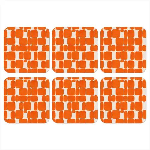 Patroon - Retro - Oranje onderzetter kurk middel 366 -3d