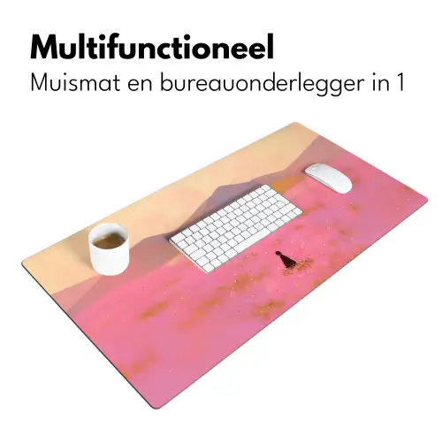 Bloemenweide - Heuvels - Silhouet - Roze Muismat XXL klein -sfeer4