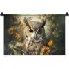 Uil - Vogels - Bloemen - Natuur Wandkleed katoen klein -zz3d