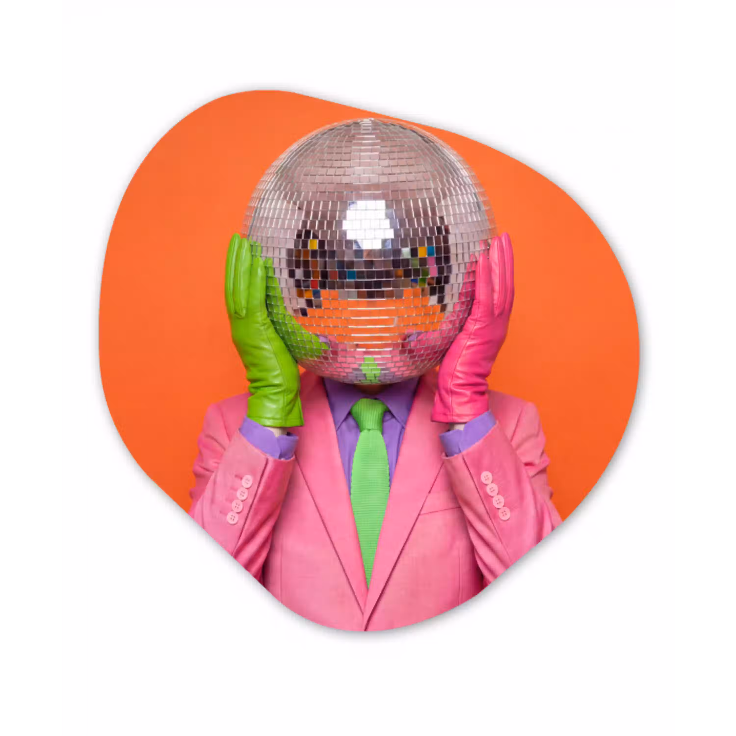 Kunst - Disco bal - Kleurrijk - Modern - Studio Wandcirkel Organisch Aluminium middel -3d