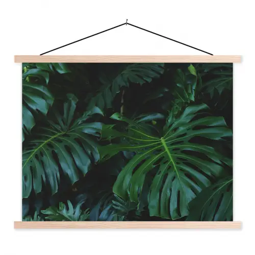 Monstera -  Inductie beschermer - Bladeren - Tropical - Afdekplaat voor kookplaat textielposter latten blank klein -3d