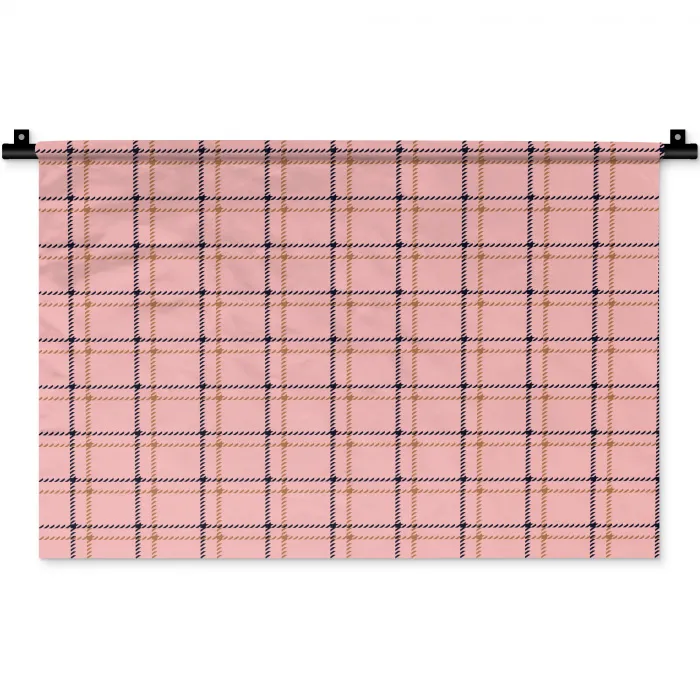 Plaid - Patroon - Gestreept - Roze Wandkleed katoen klein 269 -zz3d