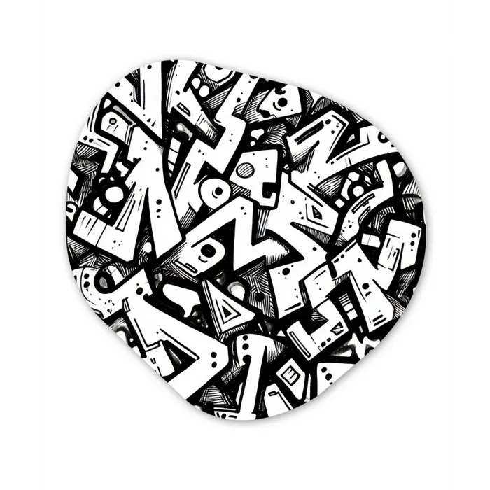 Vormen - Letters - Graffiti - Zwart Wandcirkel Organisch Forex 3mm klein -3d