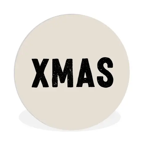Kerst - Beige - Quotes - Xmas - Feestdagen Wandcirkel kunststof plaat 5mm dik klein -3d