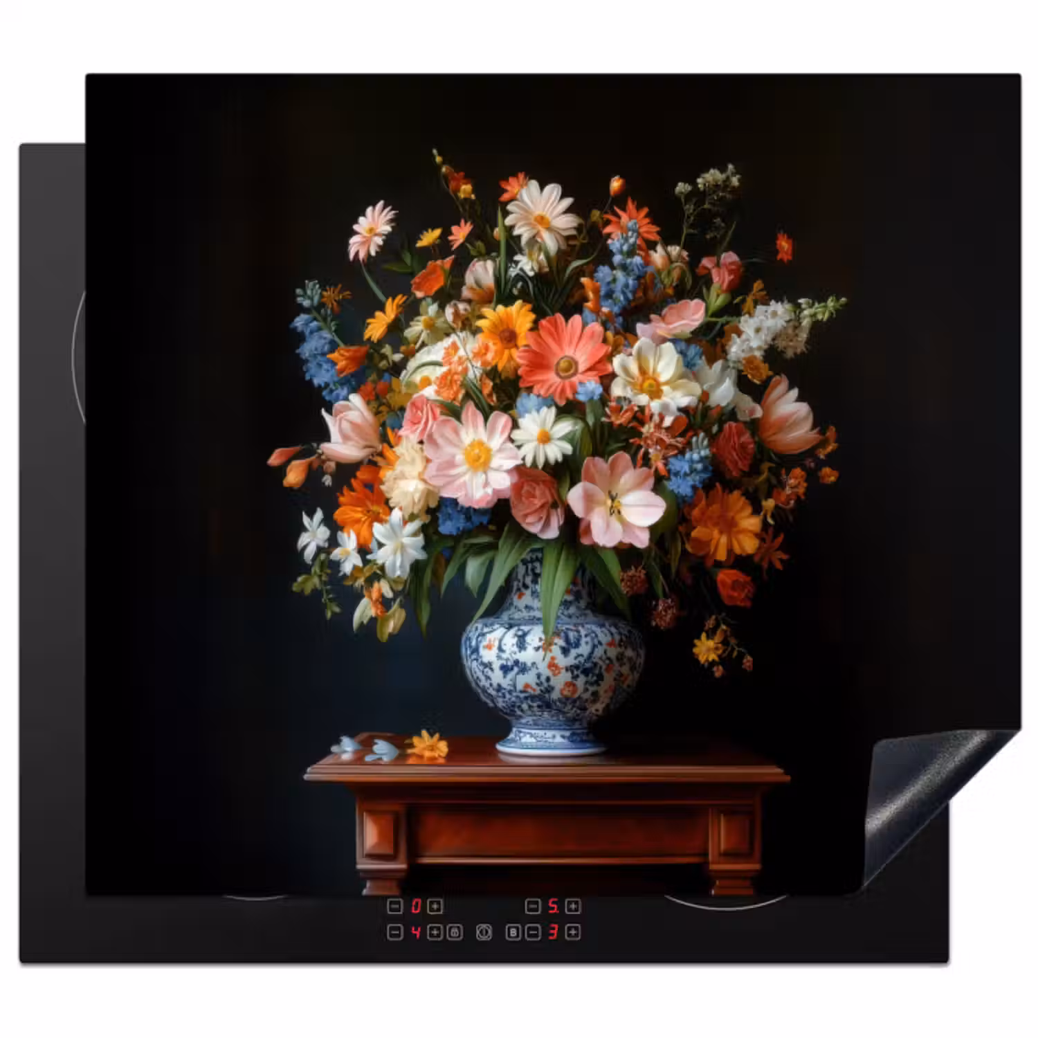Inductiebeschermer - Boeket - Roze - Bloemen - Vaas