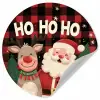 Kerstman - Rendier - Tekst - Rood - Zwart Wandcirkel behangsticker klein -3d