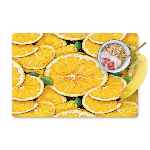 Grafisch - Citroenschijven - Blaadjes Placemat vinyl groot 368 -zzzproduct_Kitchenyeah-website
