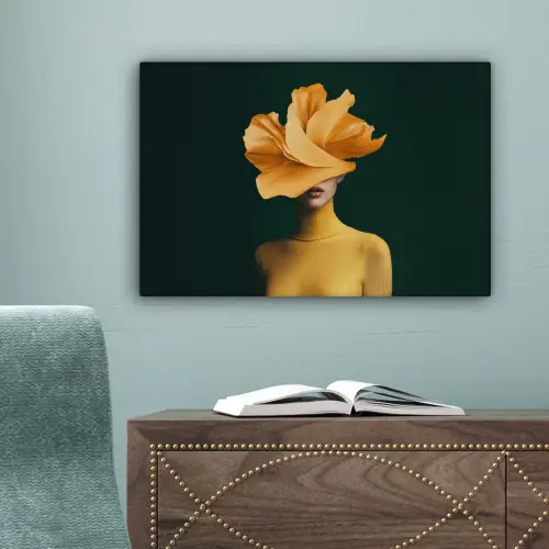 Vrouw - Hoed - Geel canvas 2cm klein -sfeer4
