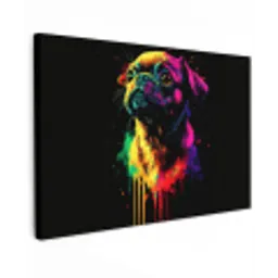 Puck - Hond - Verf - Kleuren Tuinposter op houten frame 2 cm dik klein -3d