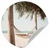 Hangmat - Palmbomen - Strand - Zee Wandcirkel behangsticker klein -3d