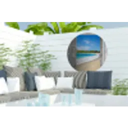 Zee - Tropical - Doorkijk - Strand Wandcirkel tuinposter met ringen klein -buiten2