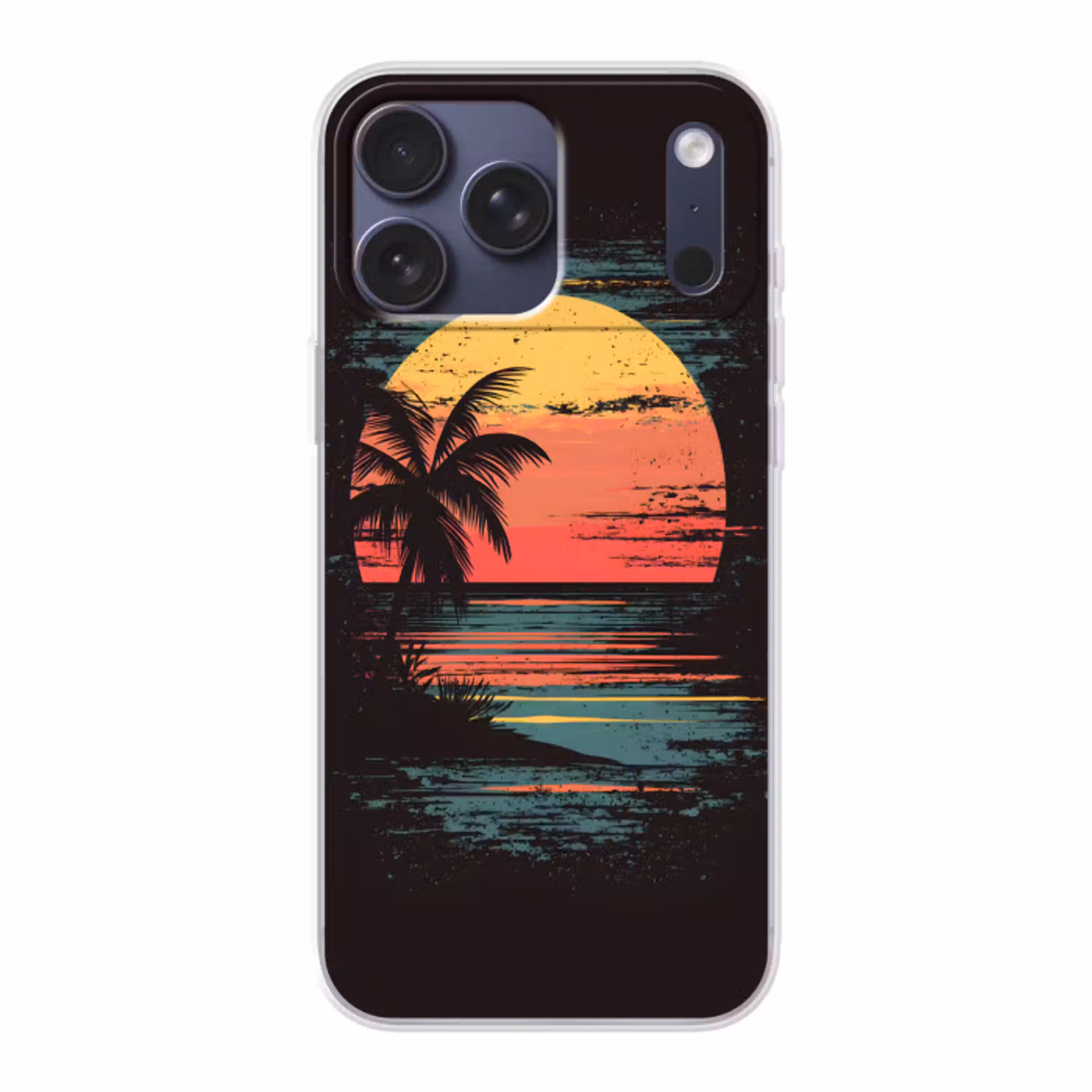 Strand - Minimalistisch - Zon - Oranje Telefoonhoesje iPhone 17 Pro Max klein -3d