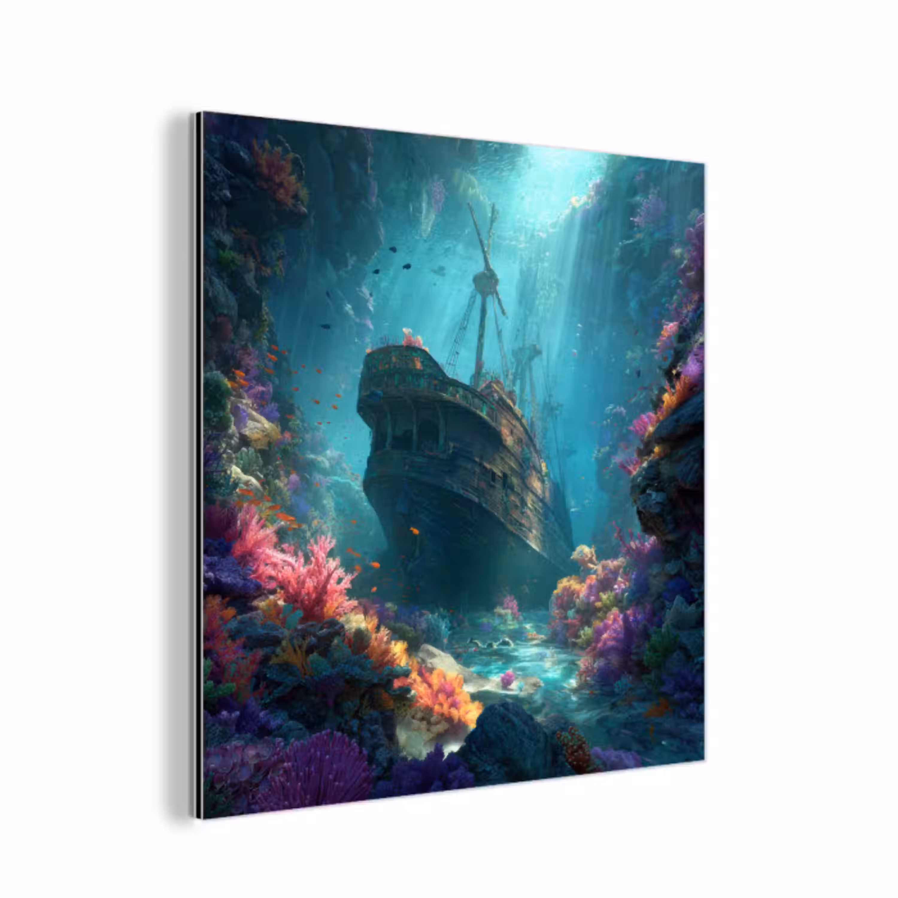 Schip - Hout - Koraalriffen - Zonlicht aluminium wit klein -3d