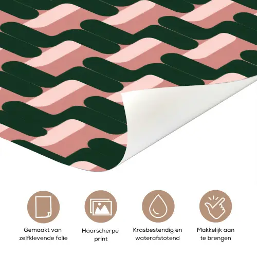 Vlechtpatroon - Groen - Roze - Geometrisch deurposter klein 289 -closeup_NL