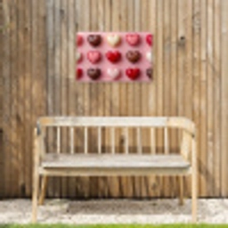 Macarons - Hartjes - Kleurrijk - Roze Tuinposter op houten frame 2 cm dik klein -sfeer4