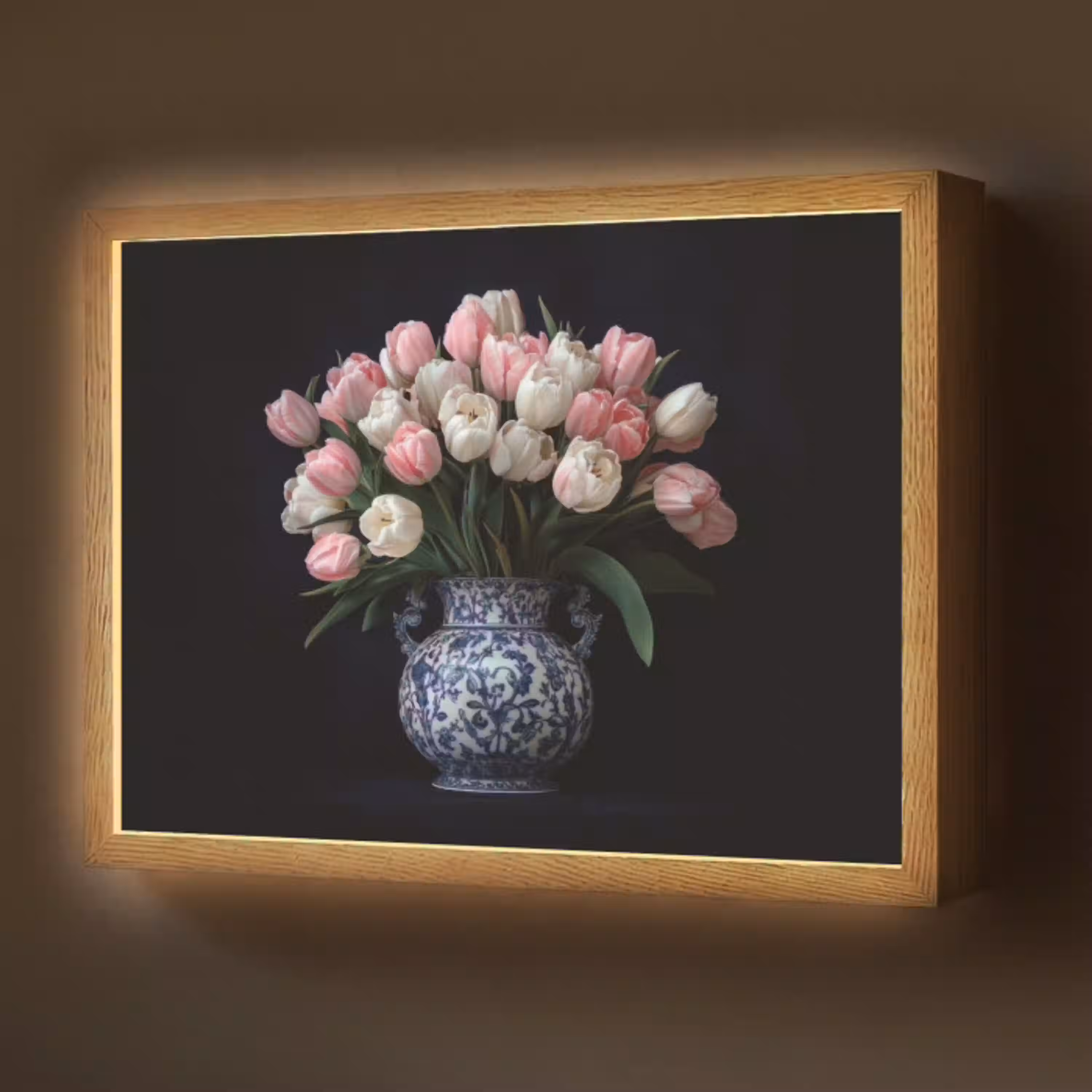 Bloemen - Roze - Tulpen - Vaas Light Box met batterij (Wandlamp) middel -z3d_website