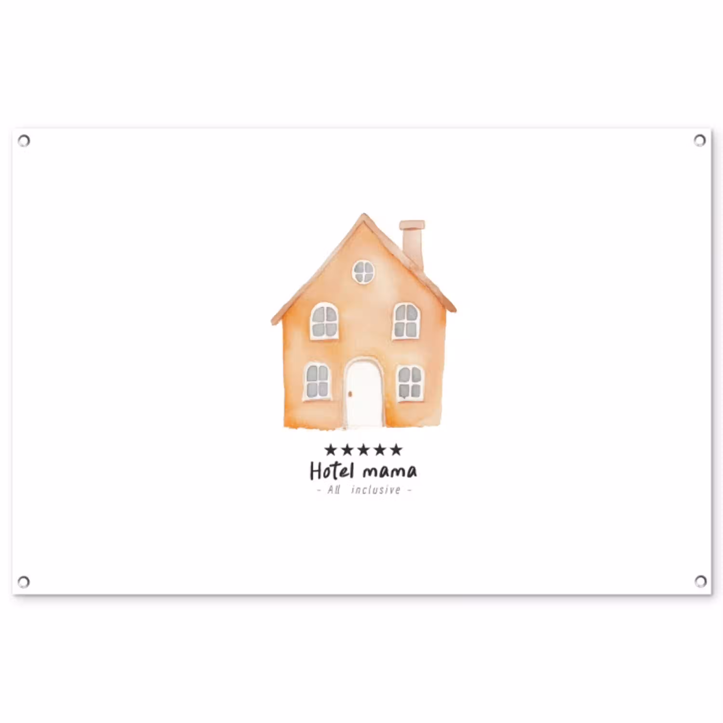 Oranje - Huisje - Quote - Hotel tuinposter los doek groot -3d