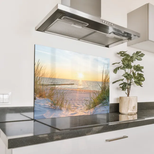 Spritzschutz Küche - Sonnenuntergang an der Küste