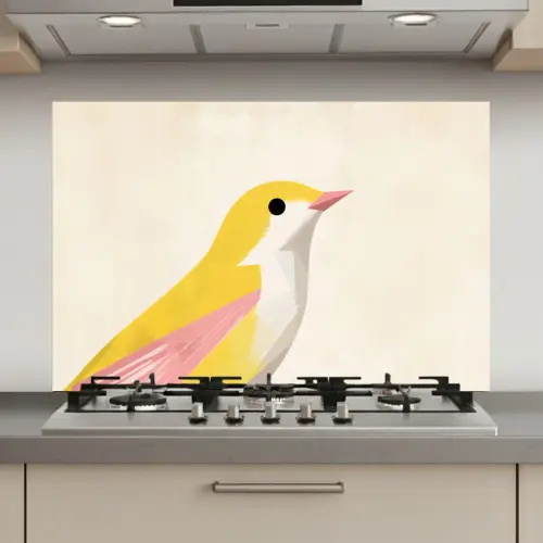 Vogel - Minimalistisch - Geel keuken achterwand spatscherm klein -3d_website